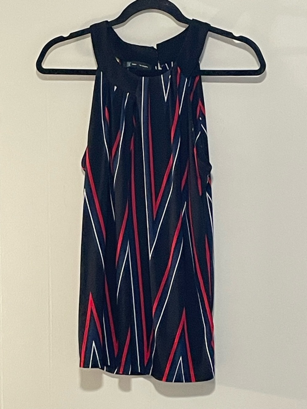 INC International Concepts Black Red White Sleeveless Halter Top. Item # 11441